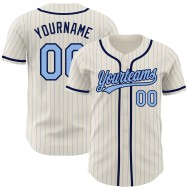 Blue Cream Baseball Light Authentic Custom Pinstripe Jersey Navy