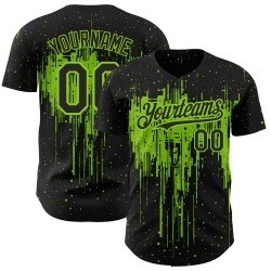 Baseball Neon Art Green Black Design Splatter Authentic Dripping Custom 3D Pattern Jersey