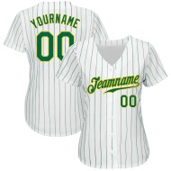Custom Green Authentic Green-Gold Pinstripe White Jersey Baseball Kelly Kelly Custom Green Authentic Green-Gold Pinstripe White Jersey Baseball Kelly Kelly