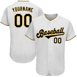Custom Baseball White Black-Gold Authentic Jersey