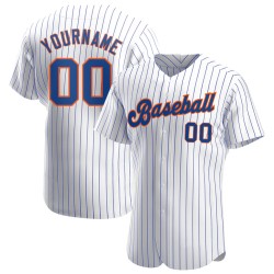Jersey Royal-Orange Authentic Custom White Pinstripe Royal Baseball