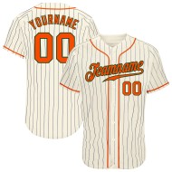 Baseball Navy Jersey Custom Pinstripe Authentic Cream Orange-Green