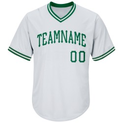 Kelly Green Baseball Shirt Jersey Throwback Custom Authentic Rib-Knit White