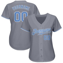 Jersey Baseball Custom Blue-White Authentic Gray Light Jersey Baseball Custom Blue-White Authentic Gray Light