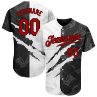 3D Graffiti Authentic Baseball Custom Red-Black Scratch Jersey Pattern