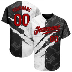 3D Graffiti Authentic Baseball Custom Red-Black Scratch Jersey Pattern