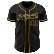 Black Pinstripe Baseball Custom Old Jersey Authentic Old Gold Gold Black Pinstripe Baseball Custom Old Jersey Authentic Old Gold Gold