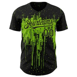 Baseball Neon Art Green Black Design Splatter Authentic Dripping Custom 3D Pattern Jersey Baseball Neon Art Green Black Design Splatter Authentic Dripping Custom 3D Pattern Jersey