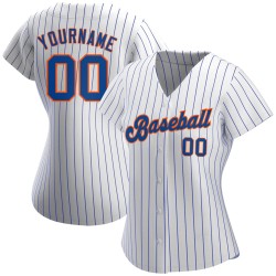 Jersey Royal-Orange Authentic Custom White Pinstripe Royal Baseball Jersey Royal-Orange Authentic Custom White Pinstripe Royal Baseball