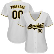 Custom Baseball White Black-Gold Authentic Jersey Custom Baseball White Black-Gold Authentic Jersey