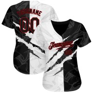 3D Graffiti Authentic Baseball Custom Red-Black Scratch Jersey Pattern 3D Graffiti Authentic Baseball Custom Red-Black Scratch Jersey Pattern