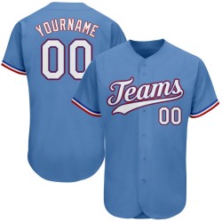 Baseball Light White-Red Custom Blue Authentic Jersey