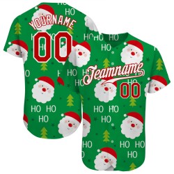 Jersey Baseball Red-White 3D Green Authentic Custom Christmas