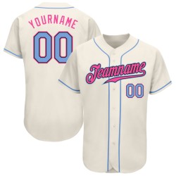 Cream Light Authentic Baseball Black-Pink Custom Jersey Blue