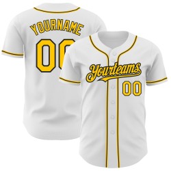 Authentic Custom Yellow-Black White Jersey Baseball