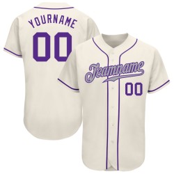 Authentic Jersey Cream Purple-Gray Baseball Custom