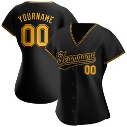 Black Authentic Gold-Black Custom Baseball Jersey Black Authentic Gold-Black Custom Baseball Jersey