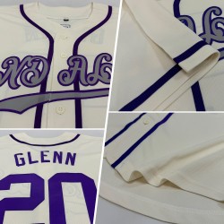 Authentic Jersey Cream Purple-Gray Baseball Custom Authentic Jersey Cream Purple-Gray Baseball Custom