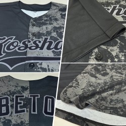 Fashion Baseball Jersey Steel Gray Skull 3D Black Authentic Custom