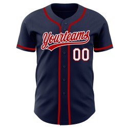 Navy Custom Red-White Jersey Baseball Authentic