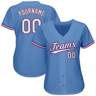 Baseball Light White-Red Custom Blue Authentic Jersey