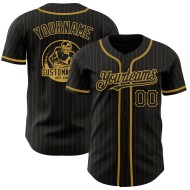 Black Pinstripe Baseball Custom Old Jersey Authentic Old Gold Gold