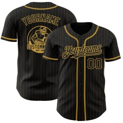 Black Pinstripe Baseball Custom Old Jersey Authentic Old Gold Gold