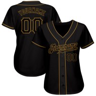 Custom Baseball Authentic Black Gold Jersey Black-Old