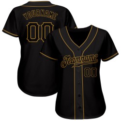 Custom Baseball Authentic Black Gold Jersey Black-Old Custom Baseball Authentic Black Gold Jersey Black-Old