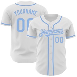 Jersey Baseball Custom Light Authentic White Blue