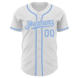 Jersey Baseball Custom Light Authentic White Blue Jersey Baseball Custom Light Authentic White Blue