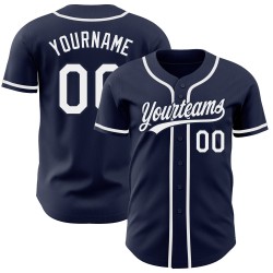 White Baseball Jersey Custom Authentic Navy