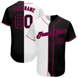 Fashion Authentic Jersey Custom Pink Split White-Black Baseball