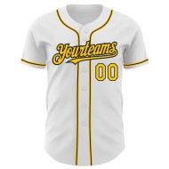 Authentic Custom Yellow-Black White Jersey Baseball